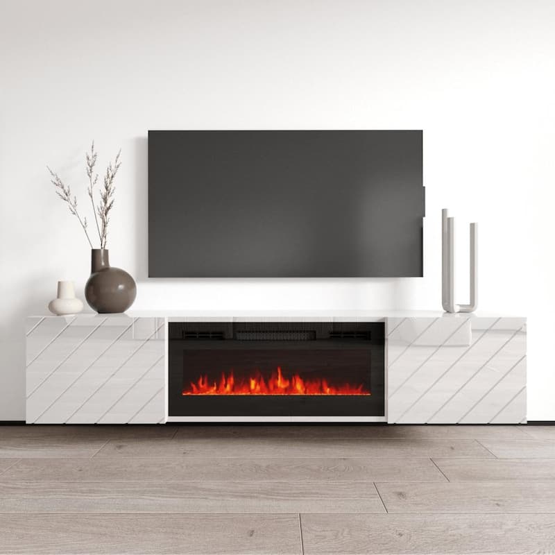 Luxe EF Wall Mounted Electric Fireplace Modern 72" TV Stand - White