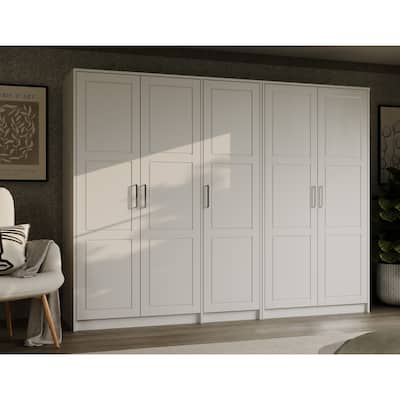 Palace Imports 100% Solid Wood Urban 5-door Wardrobe with Solid and Mirrored Doors