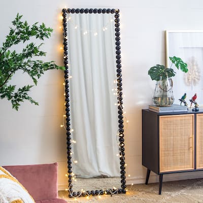 Full Length Rectangular Mirror with Metal Beaded Frame - Black - 23" x 72"