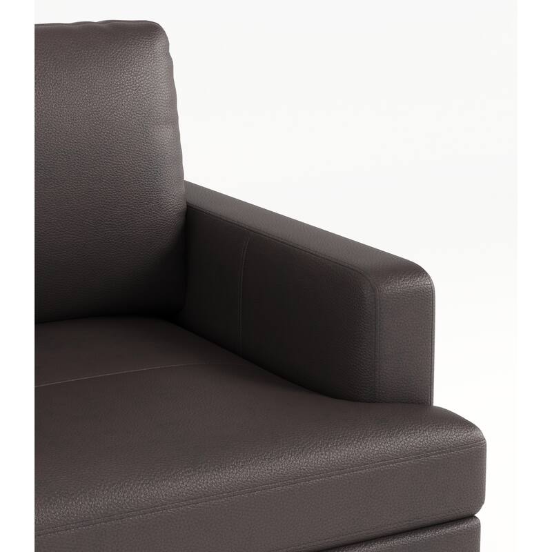 Top-Grain Leather Match Sofa, 77" Comfy Couch with USB Charger, Metal Legs, Ideal for Living Room & Office