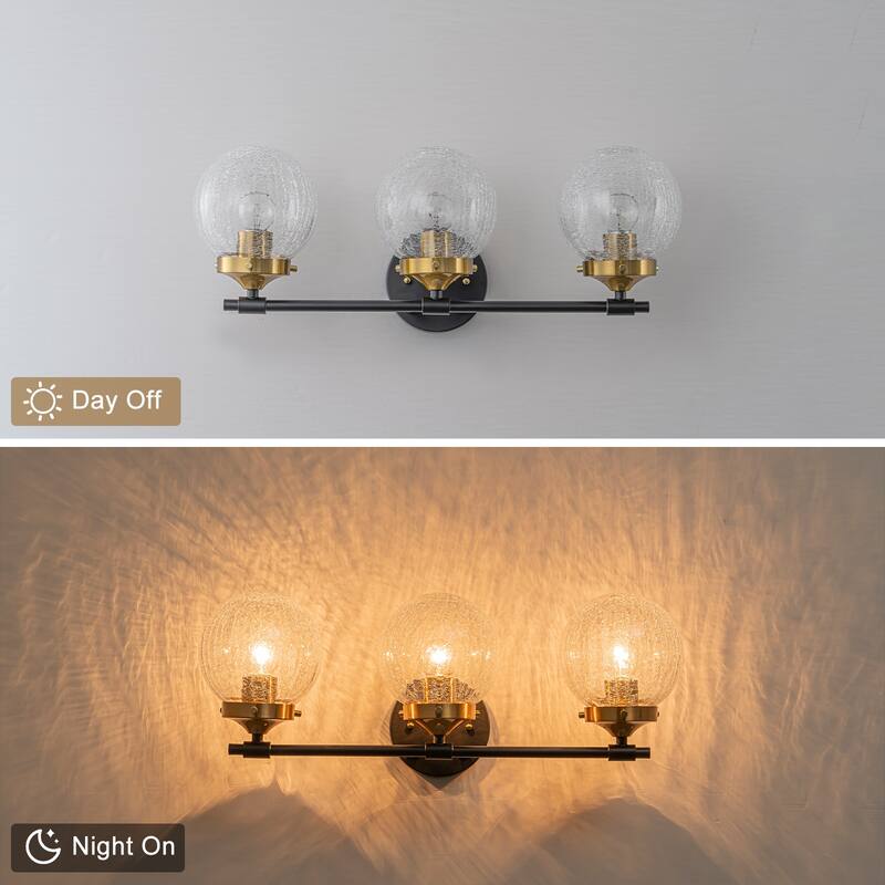 Crackled Glass Globe Wall Sconce Modern Vanity Light