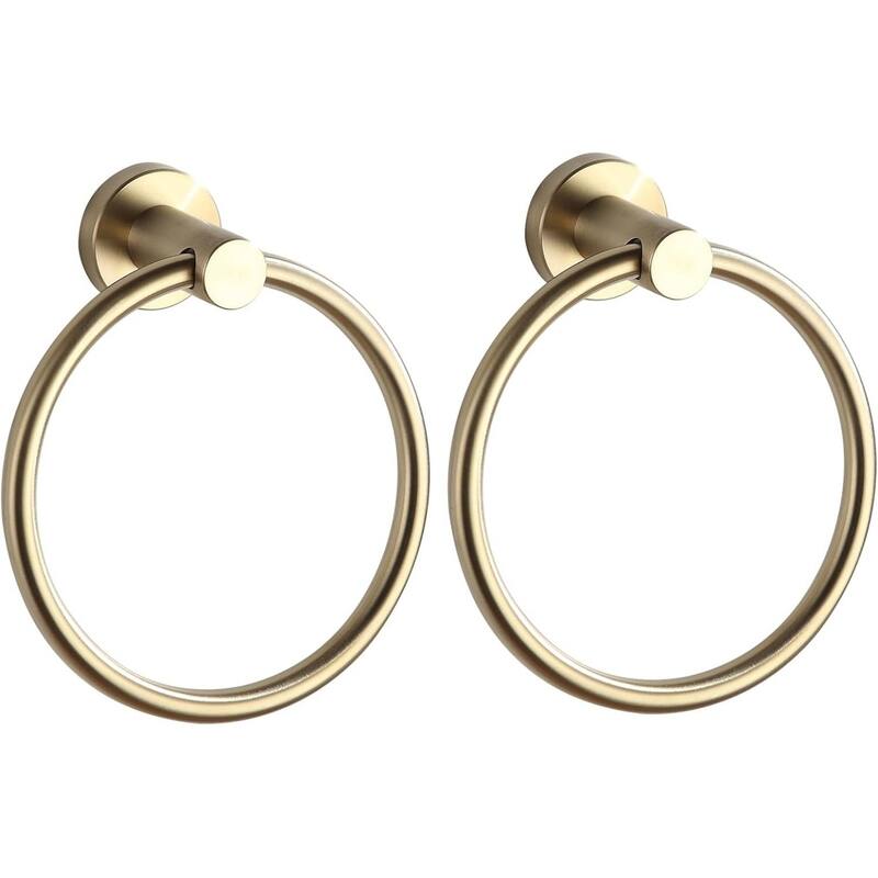 2-pack 304 stainless steel towel ring wall mounted bathroom towel rack round towel rack - Gold