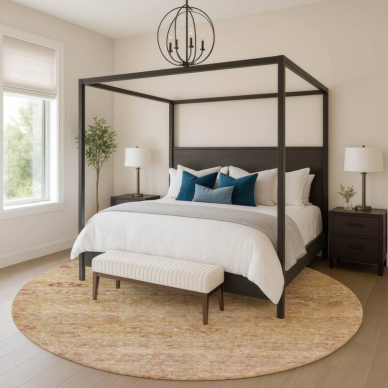 Premium Washable Super Soft Vintage Traditional Mayfield Rug - Coral - 8' x 8'