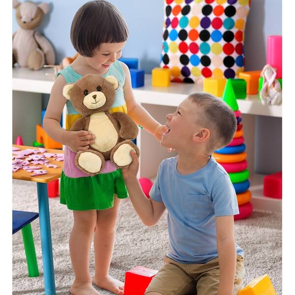 Peluche Animal Oreiller Doux - 14x14x25 Cm - Marron, Adorable - Câlin Pour Enfants, Ados, Adultes - Compagnon Voyage