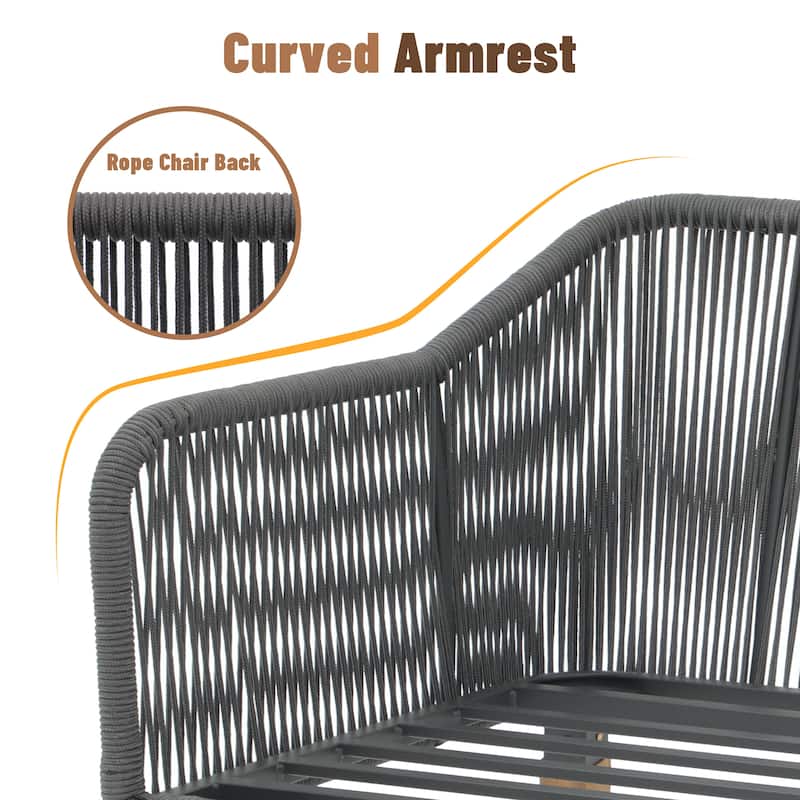 Outdoor 4 Pieces Rope Conversation Set with Cushions