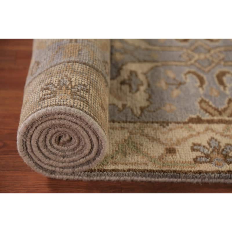 Gray Oushak Oriental Runner Rug Hand-Knotted Wool Carpet - 2'8" x 8'4"