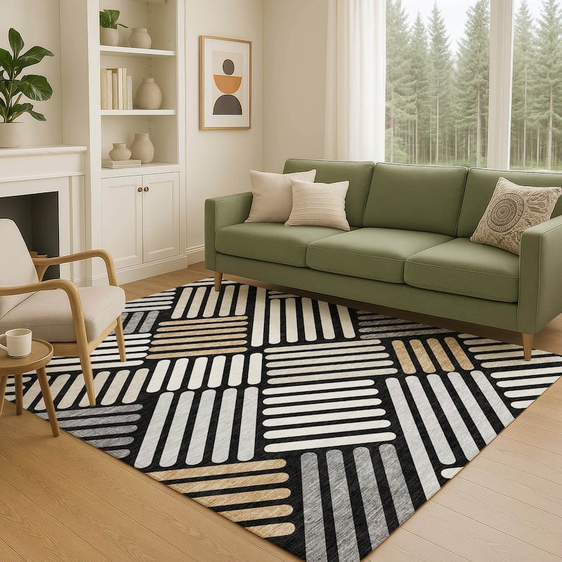 Machine Washable Indoor/ Outdoor Modern Weave Chantille Rug