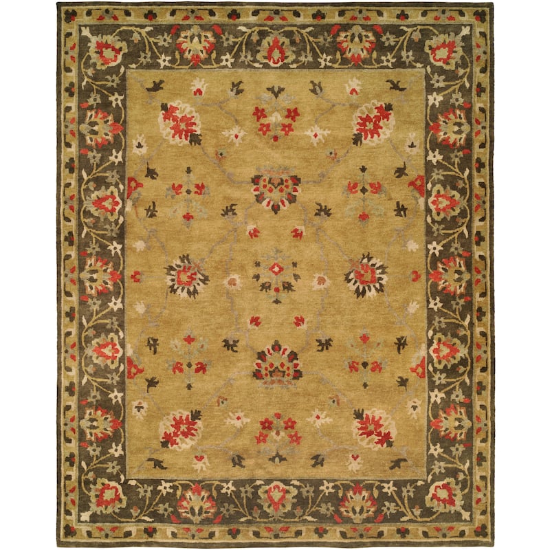 Traditional Multi-Colored Hand-Knotted Wool Area Rug - 6' x 9' - Multi-Colored