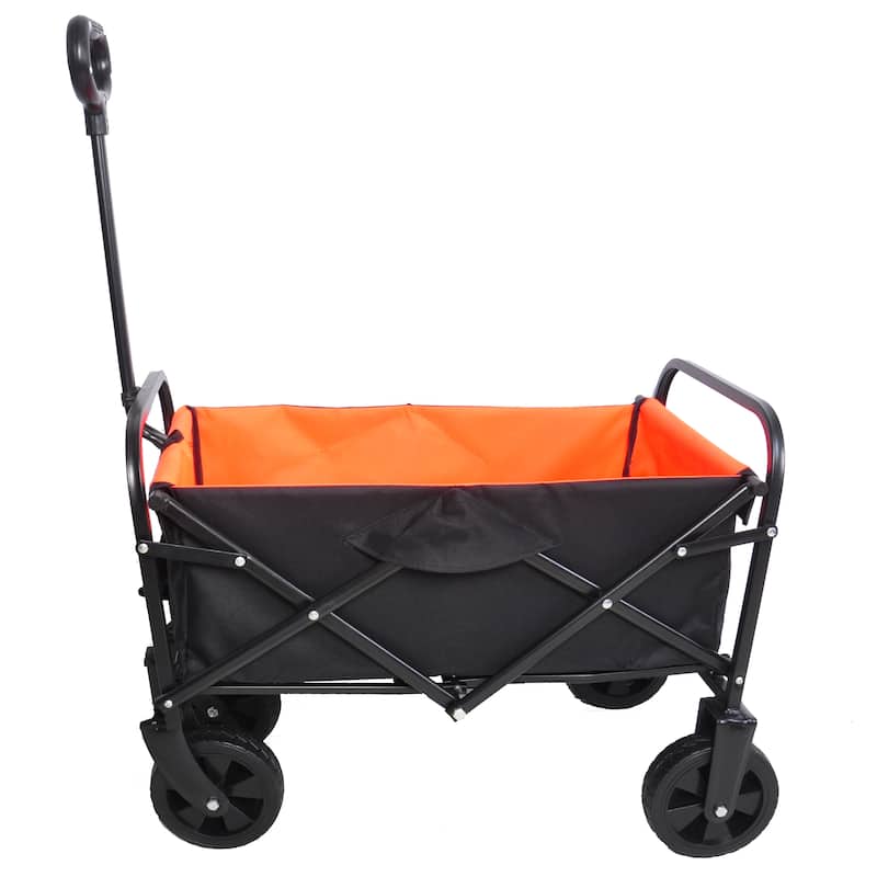 Mini Folding Shopping and Beach Cart with Steel Frame - Orange