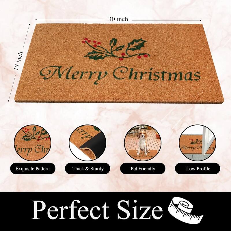 A1HC Natural Coco Coir Door Mat with Heavy Duty Non-Slip PVC Backing - 18" x 30", Easy to Clean