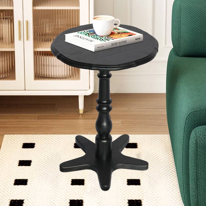 15.75 inch Round Small End Table,Wooden Pedestal Side Coffee Tables, Vintage Accent Nightstand