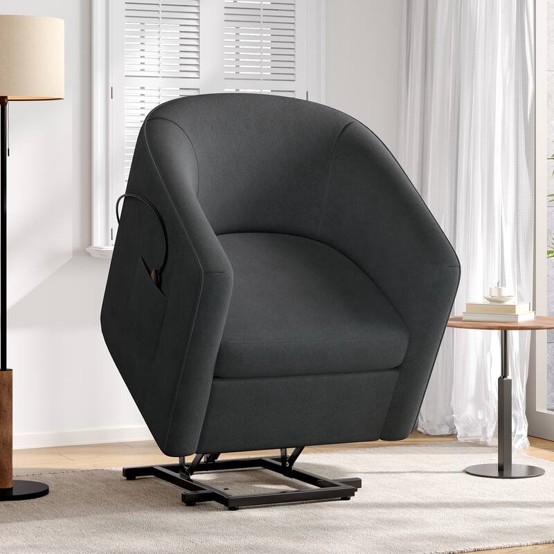 Roomfitters Power Lift Recliner Chair with Massage and Heat, Chenille Fabric Barrel Chair for Seniors