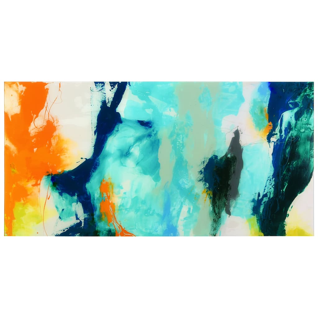 "Tidal Abstract 2" Frameless Free Floating Tempered Glass Panel Graphic Wall Art
