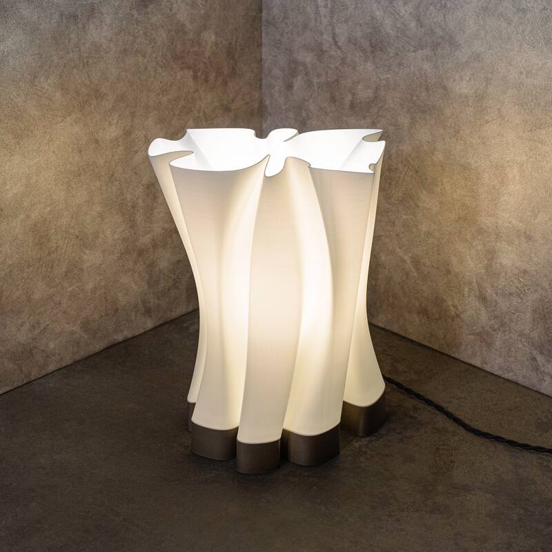 Flame 13.5" Modern Bohemian Plant-Based PLA 3D Printed Dimmable LED Table Lamp, by JONATHAN Y