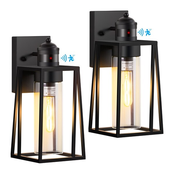Smart Motion Sensing Outdoor Wall Lamp Automatic Illumination for Patios and Gardens Black ZZHY