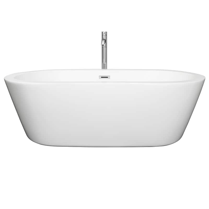 Wyndham Collection Mermaid 71-inch White Freestanding Soaking Bathtub