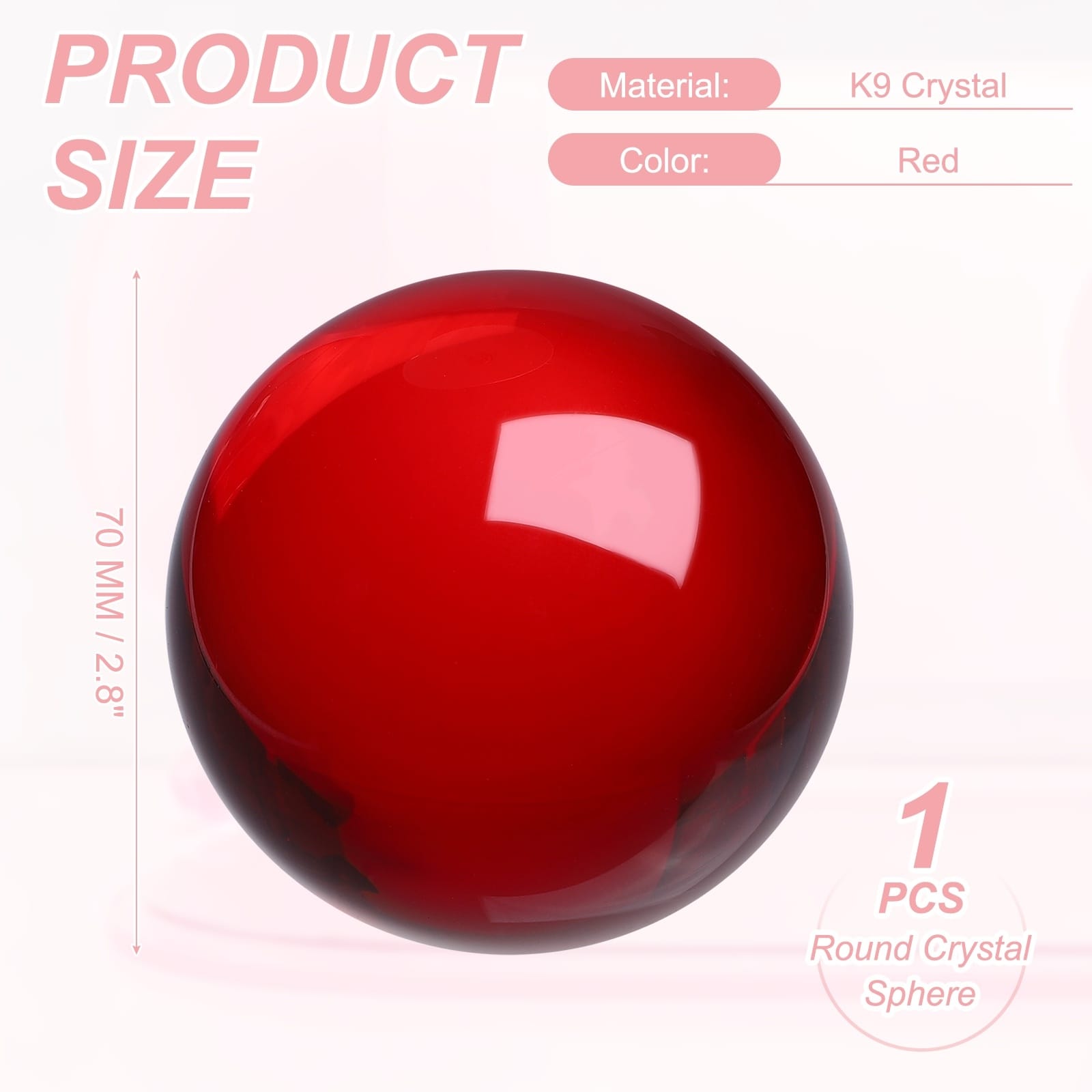 Round Crystal Sphere, Glass Solid Decorative Sphere Crystal Ball for Home Decor Ornament Gift Craft