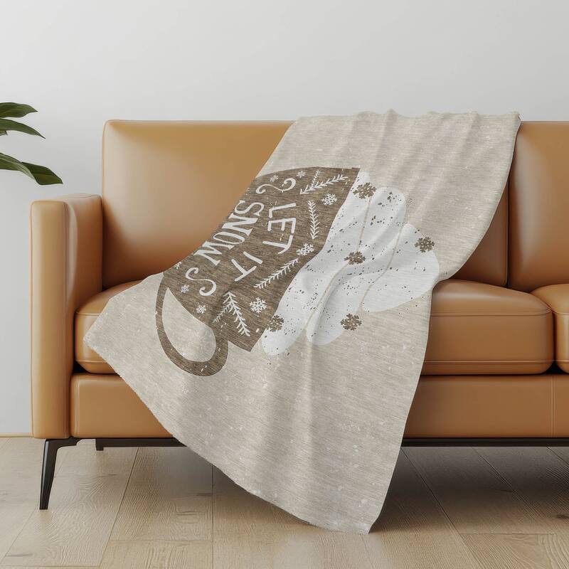 Premium Machine Washable ASB218 Let It Snow Sherpa Throw Blanket - Latte - 4'2" x 5'10"