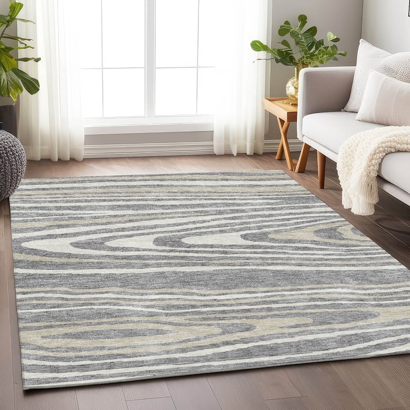 Premium Washable Super Soft Contemporary Grain Mayfield Rug - Gray - 10' x 14'