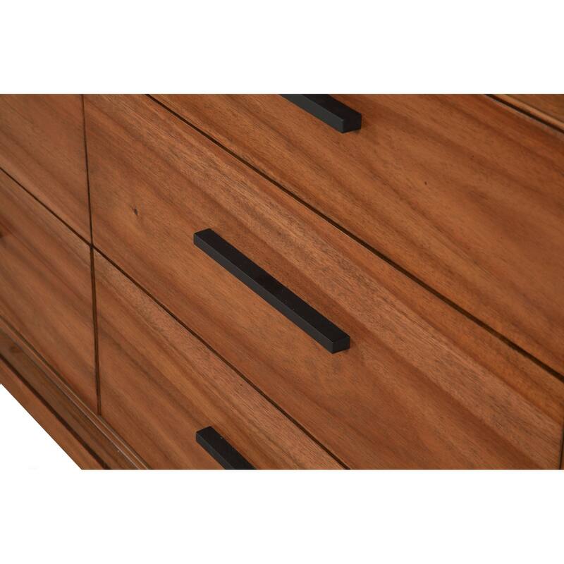 Dresser with 6 Drawers and Wooden Frame, Brown