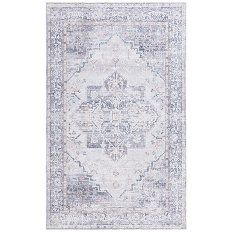 SAFAVIEH Arizona Harrieth Vintage Machine Washable Rug - 6' Square - Grey/Light Grey