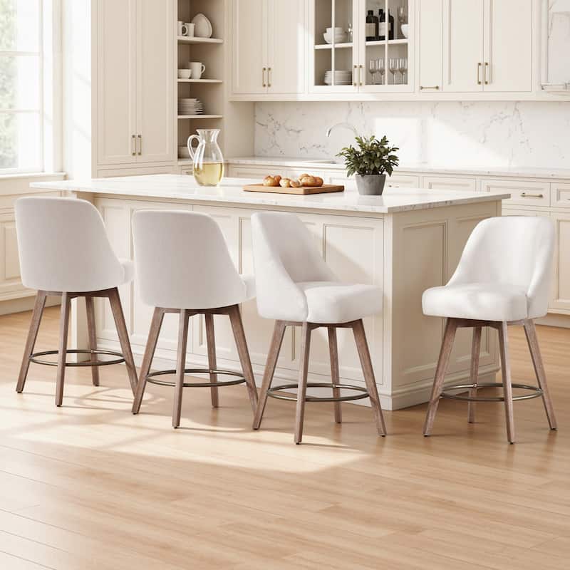 26" Upholstered Counter Height Swivel Bar Stool, Counter Stools with Solid Wood Legs - 39.37"H x 22.44"D x 21.65"W