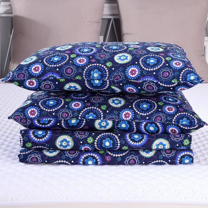 3 Piece Retro Printed Reversible Quilt Set