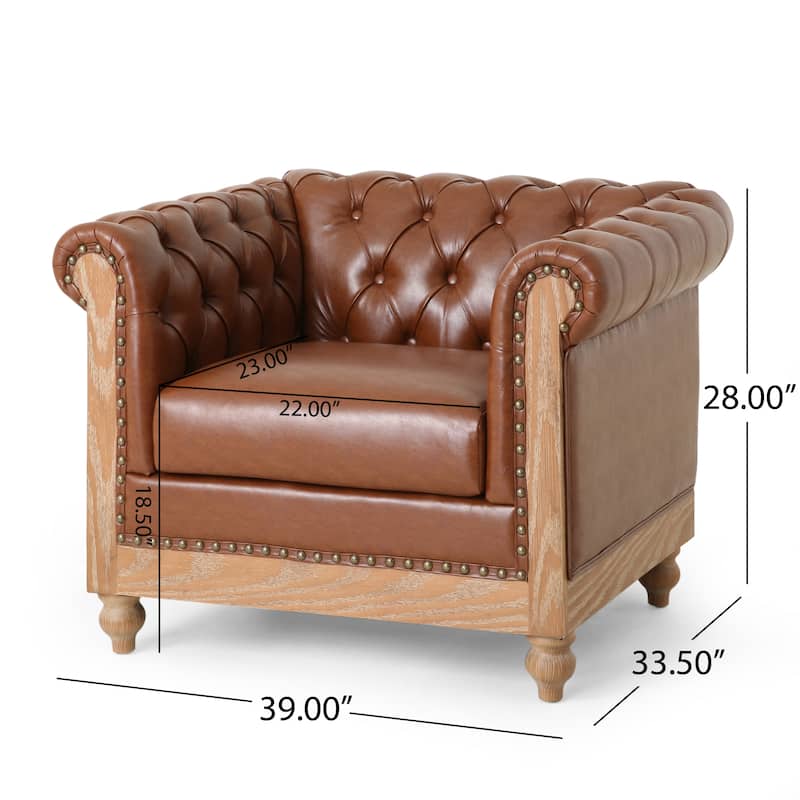 Castalia Chesterfield Tufted Club Chair by Christopher Knight Home - 39.00" L x 33.50" W x 28.00" H