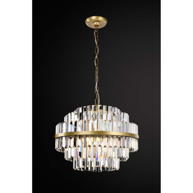 Remington Glam Tiered Crystal Chandelier - 10-Light 32in/4-Light 20in, Champagne Gold with Adjustable Chain, E12 Dimmable