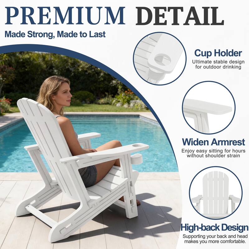 Outdoor All Weather Adirondack Chairs with Movable Footrests, Set of 5/3.