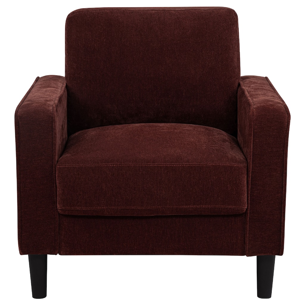 Rumi Accent Club Chair, Track Arms, Foam Fill Rust Red Upholstery