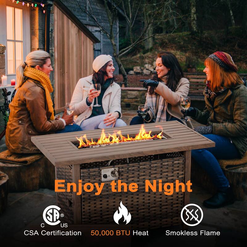 43’’ Outdoor Propane Gas Fire Pit Table 50,000 BTU with Wind Guard