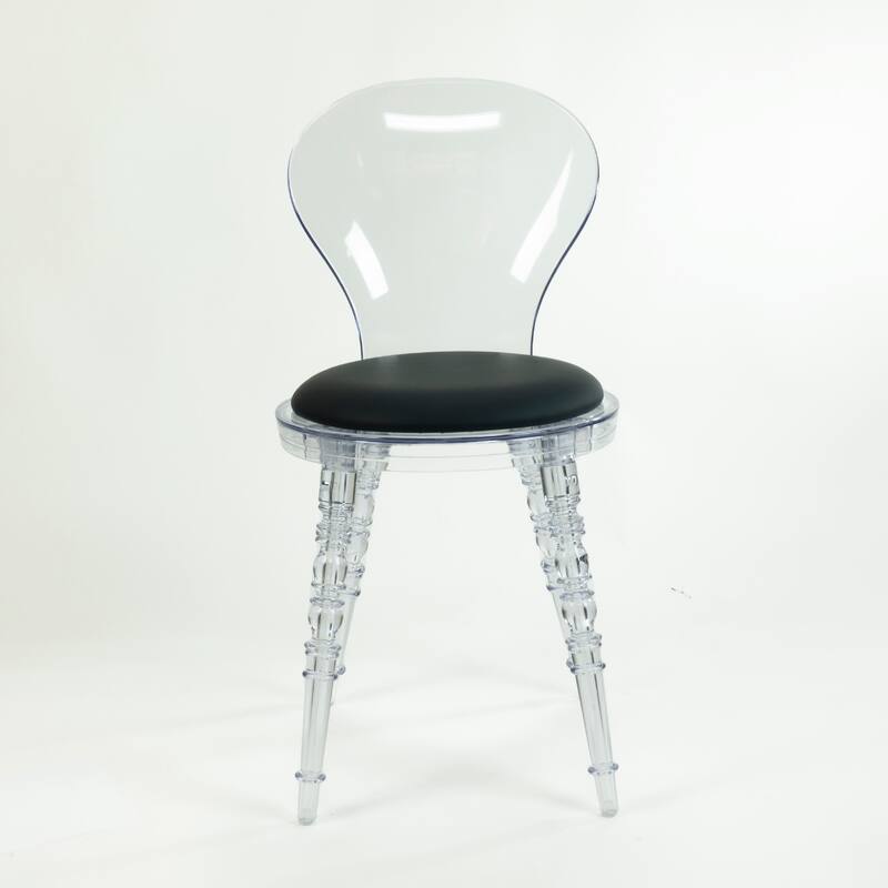 Nova Fanned Back Acrylic Chairs with Leatherette Padded Seats - Set of 2