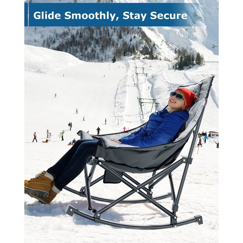 Oversized Heated Camping Chair, Rocking Camping Chair with 3 Heat Levels for Back and Seat, Portable Folding Heated Chairs