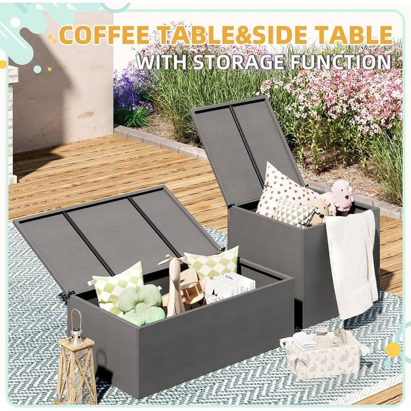 AECOJOY Metal Patio Furniture Set 7 Pieces Modern Outdoor Conversation Set