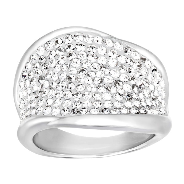 Crystaluxe Ring with Swarovski Elements Crystals in Sterling Silver - White
