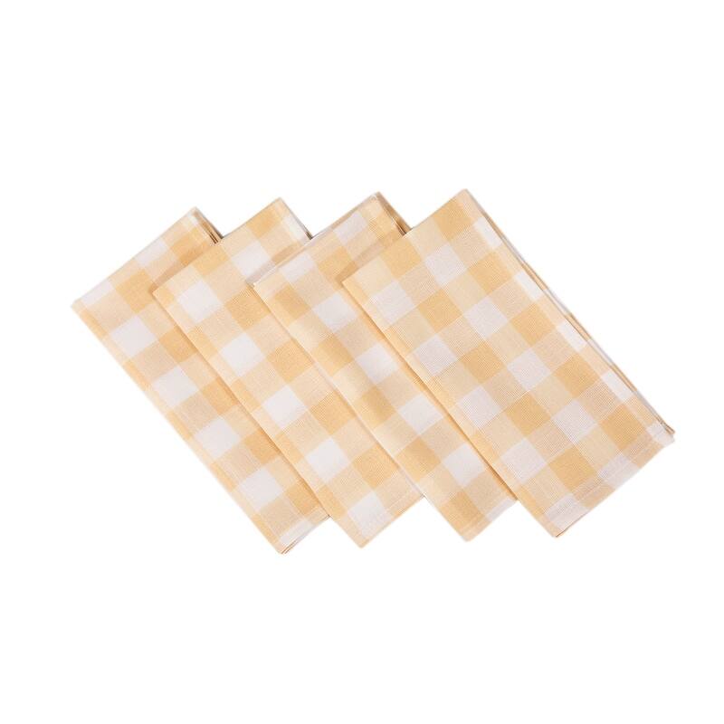 Gingham Check-Classic 20X20-Napkins-Set of 4 - Yellow