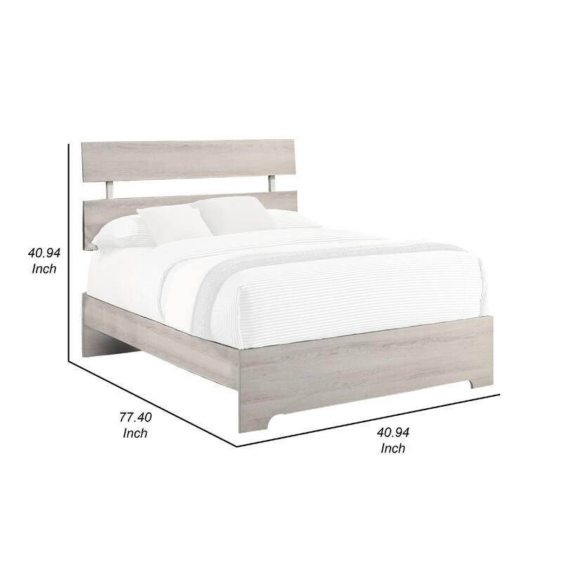 Cuzzy Twin Platform Bed with Panel Headboard, Low Profile White Wood