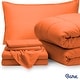 preview thumbnail 54 of 79, Bare Home Bed-in-a-Bag Down Alternative Comforter & Sheet Set Orange/Orange - Twin XL
