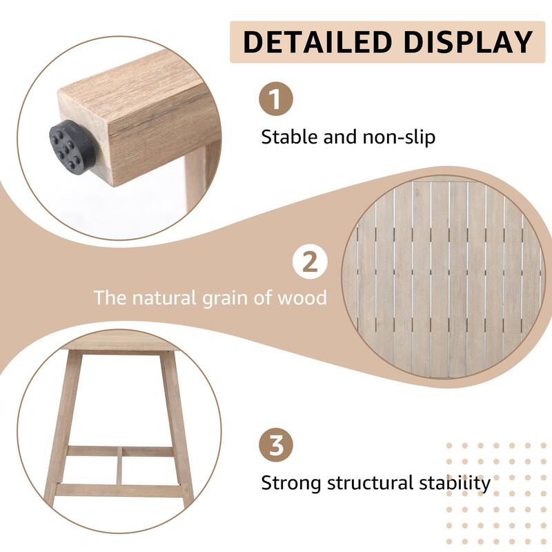 Outdoor Rope Dining Chair and Wood Dining Table Set of 5