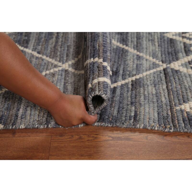 All-Over Trellis Moroccan Area Rug Hand-Knotted Wool Carpet - 6'0"x 9'10"