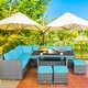 preview thumbnail 60 of 66, Costway 7 PCS Patio Rattan Dining Set Sectional Sofa Couch Ottoman - See Details