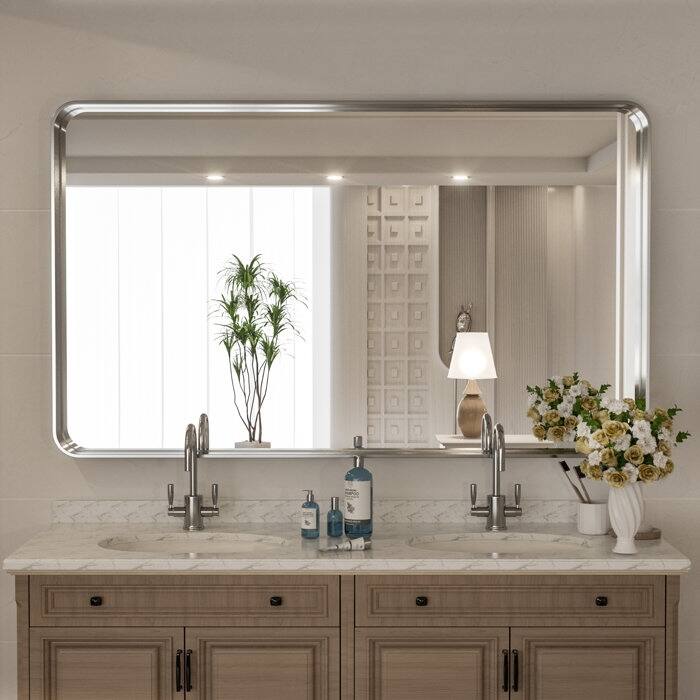 TETOTE Modern Metal Frame Wall Mounted Hanging Bathroom Vanity Mirror