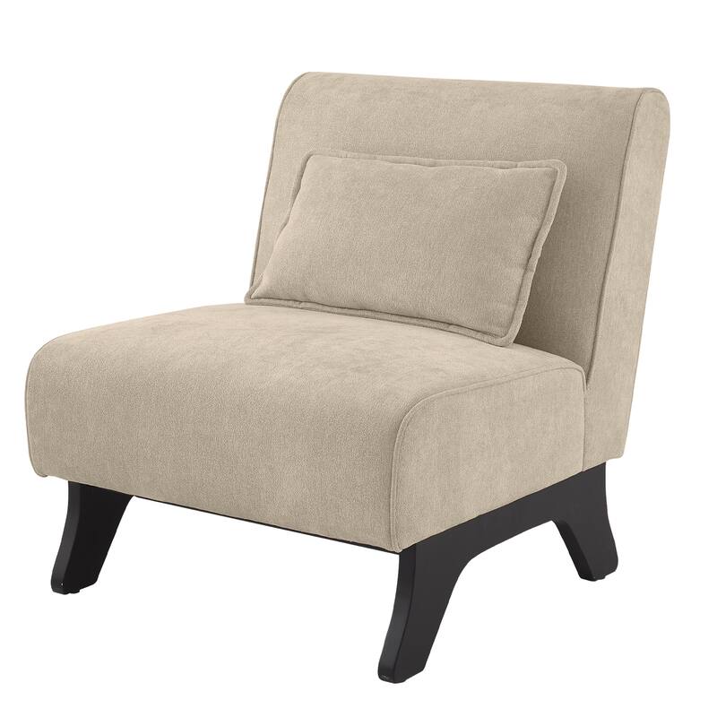 Huimo Modern armless chair with thick cushions and black wooden legs