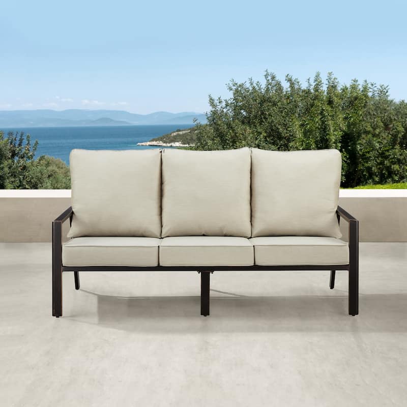 Black Aluminum Deep Seating Deep Seating Sofa with Cushions