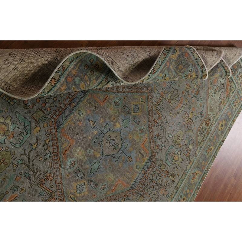 Hand Knotted Oriental 100% Wool Carpet Traditional Medallion Greys & Charcoal Tabriz Area Rug - 9' 9'' X 6' 5''