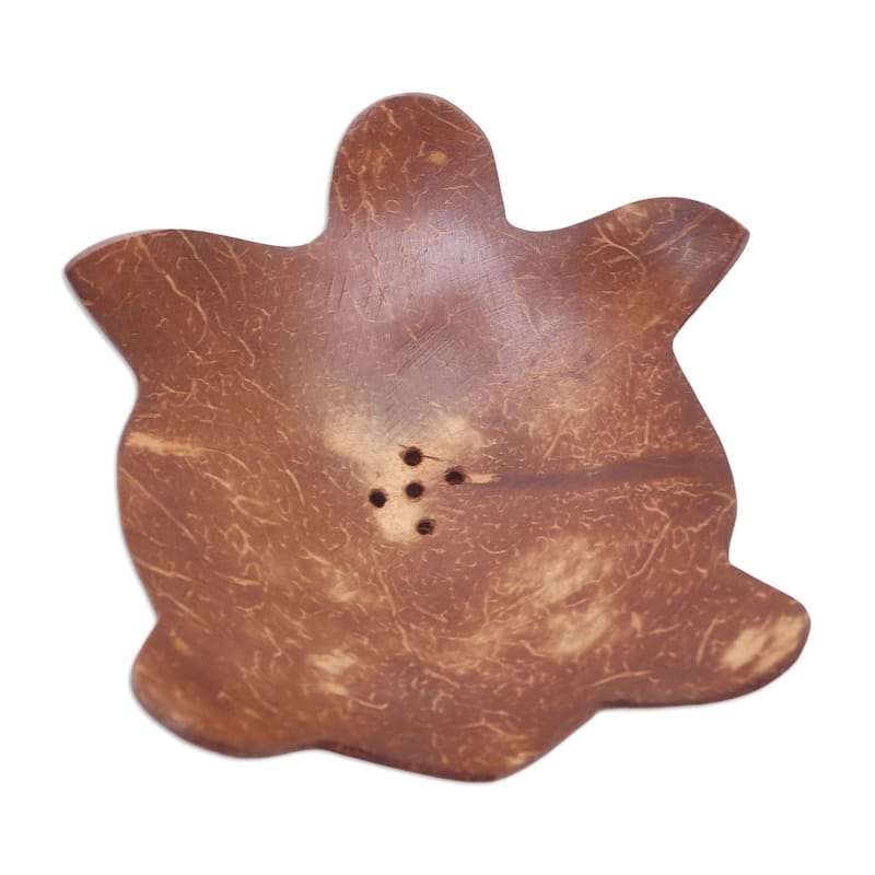 Novica Handmade Come Clean Coconut Shell Soap Dish - Brown