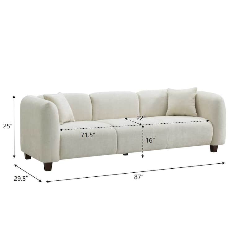 87" Modern Upholstered 3-Seat Sofa, Durable Fabric Couch with Foam Cushions for Living Room & Apartments