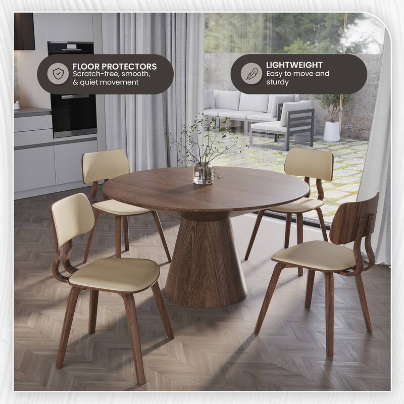 Leather Dining Chairs with Poplar Wood Frame and Open-Back Design Side Chair