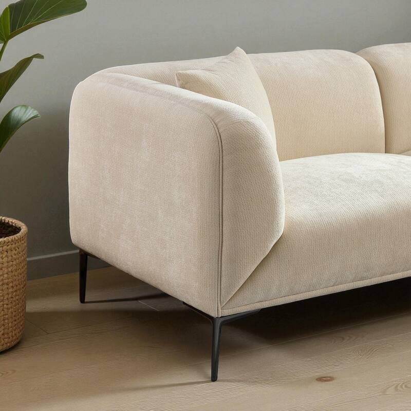 82.6" Modern Curved Boucle Sofa, Thick Cushions & Solid Wood Frame, Cozy Living Room Couch for Reading & Movie Nights